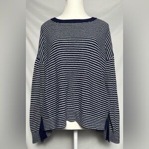 LORD & TAYLOR Nautical Striped Preppy Cotton Blend Sweater Size M